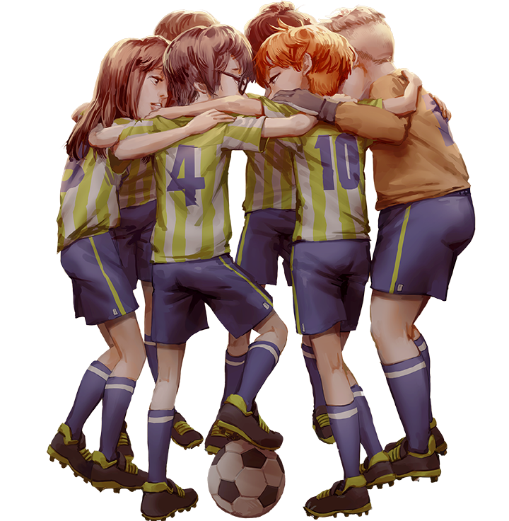 Alle Figuren der FUSSBALLBANDE im Kreis